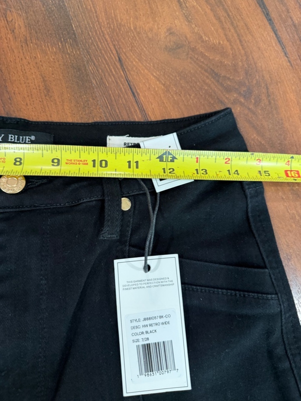 NWT Judy Blue High Waisted Retro Wide Leg Black Denim Jeans Sz 7/28 - Picture 9 of 16